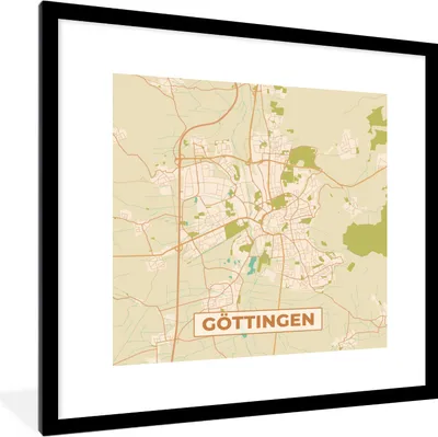 Produktbild von MuchoWow® Gerahmtes Poster Göttingen - Jahrgang - Karte - Stadtplan 40x40 cm - Poster mit Schwarzem Bilderrahmen Wandposter Rahmen Foto Bilder - Poster - Plakat im Rahmen