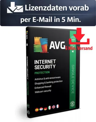 Produktbild von AVG Internet Security (1 PC - 1 Jahr) ESD Antivirus Sicherheit 5 Min. Versand als Download per Mail