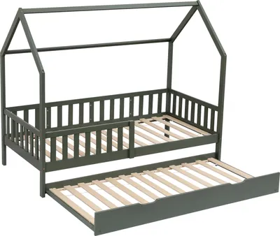 Produktbild von Ausziehbares Hüttenbett für Kinder 190x90cm grün MARCEAU