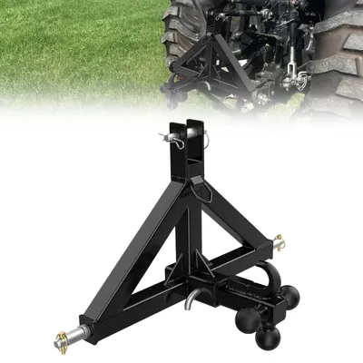 Image de Attelage 3 points pour tracteur - Adaptateur d'attelage de remorque de catégorie 1 - Emboîtement de 5,08 cm - Attelage rapide - Acier - Noir