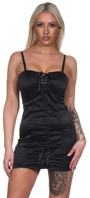 Obrázok produktu pre Dámska saténová nočná košeľa Negligee; Black/L/40