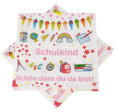 Servietten 3-lagig 40 Stück "Schön dass du da bist!" erster Schultag