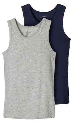 Produktbild von Jungen Nkmtank Top 2p Noos, Grey Melange /Pack:w/ Dark Sapphire, 110 EU