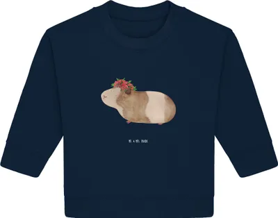 Produktbild von Mr. & Mrs. Panda Organic Baby Pullover Meerschweinchen Weisheit 6. - 12. Monat - French Navy - Geschenk, Wunder, Motivation, Spruch, Lustige Sprüche, Bullover, Blumenkind