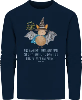 Produktbild von Mr. & Mrs. Panda Bio Pullover Fledermaus Zauberer Größe XXL - French Navy - Geschenk, Frauen, Baumwoll Sweatshirt, Lustige Sprüche, Magier, Pulli, Fledermäuse, Sweater