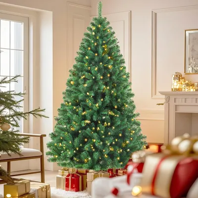 Produktbild von Künstlicher Weihnachtsbaum 210 cm, warmweiße LED, PVC, Metallständer, 1050 Spitzen, Warmweiße LED, 48 Zweige-Realistisch&Dicht Tannenbaum, Christbaum