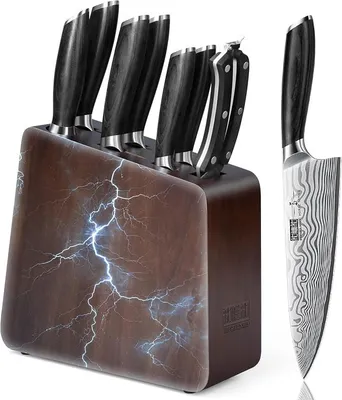 Imagen del producto de Juego de cuchillos con bloque magnético, juego de cuchillos de cocina