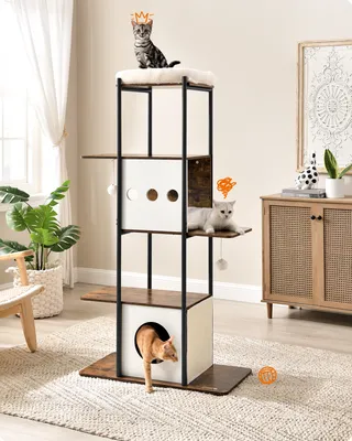 Produktbild von FEANDREA Kratzbaum, große Plattform Katzenturm mit Kratzmatte modern