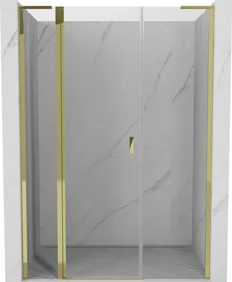Image de Mexen Mist L Porte de douche battante 145 cm, transparente, or - 8A4L-145-001-50-00