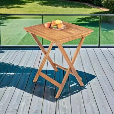 Produktbild von Gartentisch Blossom, Akazienholz massiv & geölt, Klapptisch 60x60 cm, Holztisch für Balkon, Terrasse, Wintergarten oder Garten, pflegeleichtes Unikat