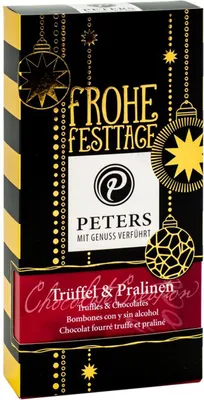 Produktbild von Peters Frohe Festtage Trüffel und Pralinen mit und ohne Alkohol 100g