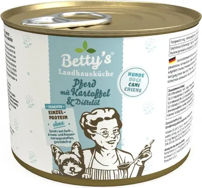 Immagine prodotto di Betty's Landhausküche Sensitiv Horse & Potato per cani senza cereali 6x200g