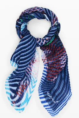 Produktbild von Stylischer Damenschal in Blau mit Streifenmuster, 70x180 cm