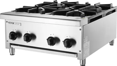 Immagine prodotto di Fornello a gas commerciale a 4 fuochi da banco con piastra elettrica per cucinare in cucina
