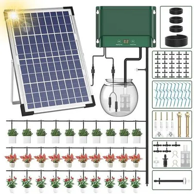 Produktbild von Famanu Automatisches Bewässerungssystem Solar für Garten und Balkon - Tropfbewässerungsset