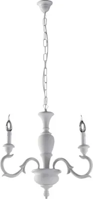 Image de Fiorenza Lustre Shabby En Bois Blanc 3 Lumières 110 D.43 Bl172-3-Bco
