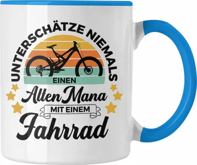 Produktbild von Trendation - Fahrradfahrer Geschenk Tasse Spruch Rennrad Mountainbike Geschenkidee Radfahrer Rentner Rente (Blau)