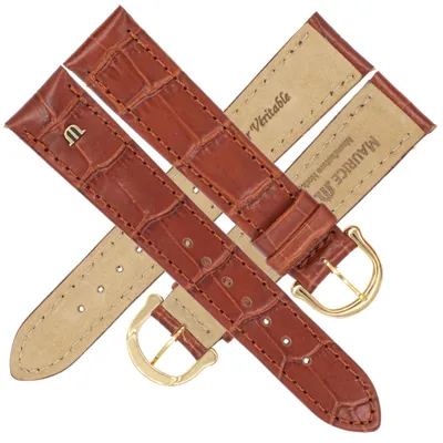 Produktbild von Maurice Lacroix Ersatzband Herren 18 mm Kroko-Optik braun Schließe goldfarben