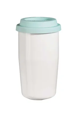 Zdjęcie produktu dla ASA Thermobecher weiß, Deckel türkis THERMO D. 8,5 cm, H. 14,5 cm, 0,35 l., doppelwandig 34710024 Neuheit 2020  Vorteilsset beinhaltet 4 x den genannten Artikel und Geschenk + Spende