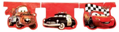 Produktbild von Procos Wimpelkette aus Kunststoff Folie, Cars 2 Motiv mit Lightning McQueen und Freunden, ca. 3 m lang