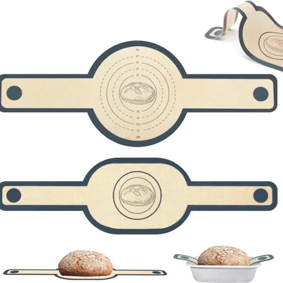 Produktbild von 2 Silikon-Backmatten mit Antihaftbeschichtung für Brot, Gebäck und Baguettes. Wiederverwendbare Silikon-Backmatte mit Antihaftbeschichtung für Teig, Macarons und Kekse.
