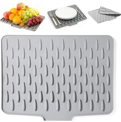 Obrázek produktu pro Uniqoos® Silikonová odkapávací podložka, protiskluzová a odolná vůči teplu až do 230°C – multifunkční jako podložka pod nádobí, hrnce a ovoce, vhodná do myčky