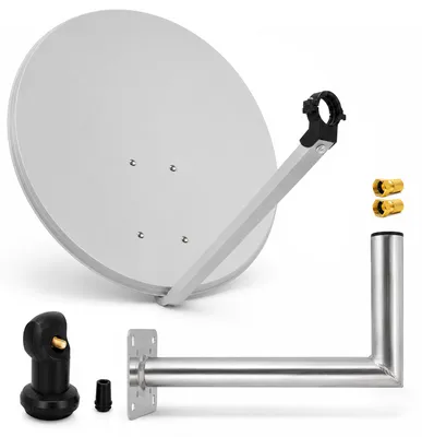 Zdjęcie produktu dla Zestaw satelitarny PremiumX z anteną 80 cm, pojedynczym konwerterem LNB, złączem F i uchwytem ściennym 45 cm