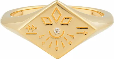Produktbild von cai Ring 925 Silber vergoldet Siegelring Raute Tattoo