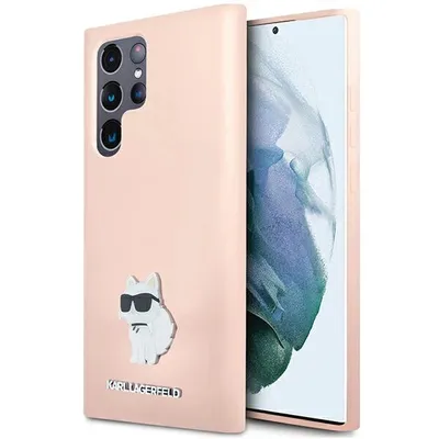 Image de Karl Lagerfeld Klhcs23Lsmhcnpp S23 Ultra S918 Różowy/Pink Silicone Choupette Metal Pin