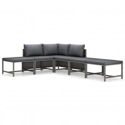 Obrázok produktu pre vidaXL 6-dielna záhradná obývacia súprava s vankúšmi Poly Rattan Grey