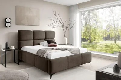Produktbild von Polsterbett SENTO, 180x200 cm, Doppelbett mit Bettkasten, Velourstoff, Frabe: Braun