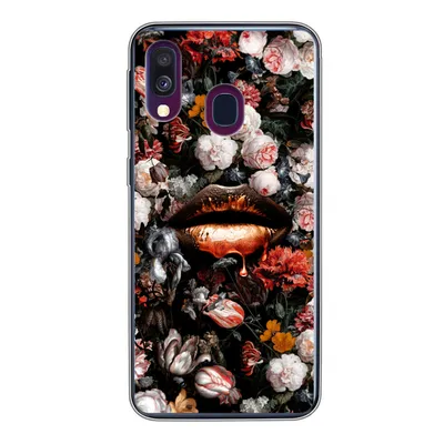 Produktbild von MuchoWow® Handyhülle Schutzhülle Hülle für Samsung Galaxy A40 Lippen - Blumen - Farbe - Orange - Kunst - Abstrakt - Alte Meister Silikon Softcase Handy Hülle - Handy-Tasche