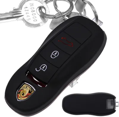 Produktbild von Auto Schlüssel Hülle Silikon Schutz Cover Schwarz kompatibel mit Porsche 718 982 981 991 911 Macan Cayman Boxster 3 Tasten KEYLESS SMARTKEY