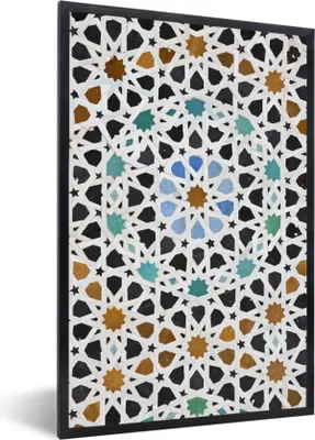 Produktbild von MuchoWow® Gerahmtes Poster Ein marokkanisches Mosaik-Detail 60x90 cm - Poster mit Schwarzem Bilderrahmen Wandposter Rahmen Foto Bilder - Kunst