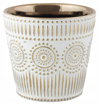 Produktbild von Skandi.pl Paula Keramik-Übertopf Weiß/Gold Ø 14cm