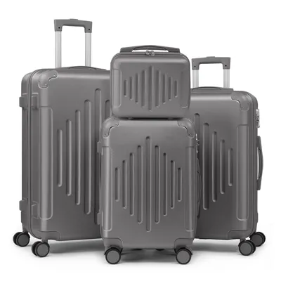 Produktbild von FCH Hartschalenkoffer ReisekofferSet TrolleySet KofferSet 4 Stk. Koffer ABS Koffer Trolleys mit Längsstreifen Dunkelgrau