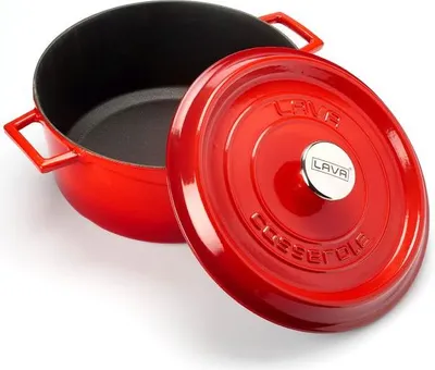 Produktbild von Combisteel Gusseisen Kasserolle mit Deckel Ø24 in rot