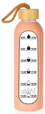 Image de Bouteille d'eau - Bouteille en verre - Étui en silicone - 600 ml - Couleur saumon