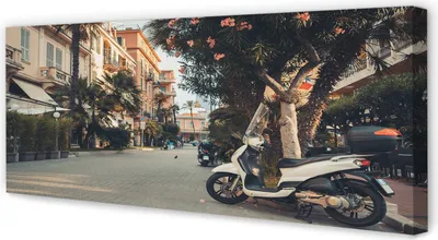 Produktbild von Leinwandbild 125x50 Wandkunst Motorräder Stadt Palme Sommer