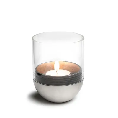 Image de höfats - Gravity Candle Silber - Photophore et porte-bougie à chauffe-plat - le porte-bougie intégré maintient la bougie à l'horizontale - allumage pratique et fonction d'extinction intégrée