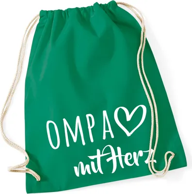 Produktbild von Huuraa Turnbeutel OMPA mit Herz 12 Liter Kelly Green Baumwolle Rucksack Geschenkidee
