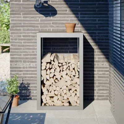 Obrázok produktu pre Kôš na drevo z nehrdzavejúcej ocele – 60x40x100 cm – Vhodný na skladovanie dreva v interiéri aj exteriéri