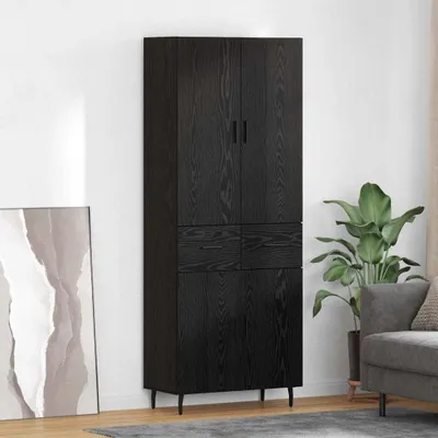 Obrázok produktu pre vidaXL Vysoká komoda, 2 kusy, čierna, vzhľad dubu, 69,5 x 34 x 180 cm
