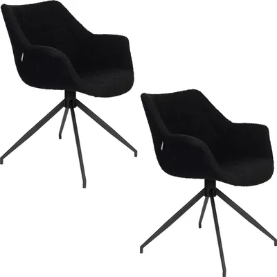 Produktbild von Zuiver Doulton Swivel Esszimmerstuhl mit Armlehne Schwarz - 2 er Set