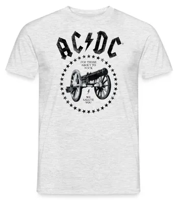 Produktbild von Spreadshirt AC/DC For Those About To Rock Logo Mit Kanone Männer T-Shirt, L, Grau meliert