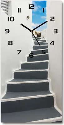Produktbild von Wanduhr aus Glas – 30x60 cm - Glasbild - Glasuhr - Gehärtetes Glas -Santorini Griechenland