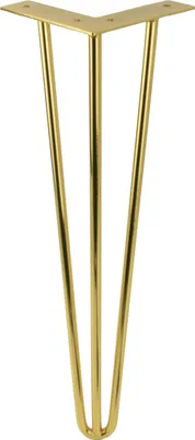 Produktbild von Goldene Hairpin Möbelbeine 41 cm, 3-Stangen Design, glänzende Chrom-Oberfläche, ideal für moderne Möbelprojekte, stabile und stilvolle Unterstützung.