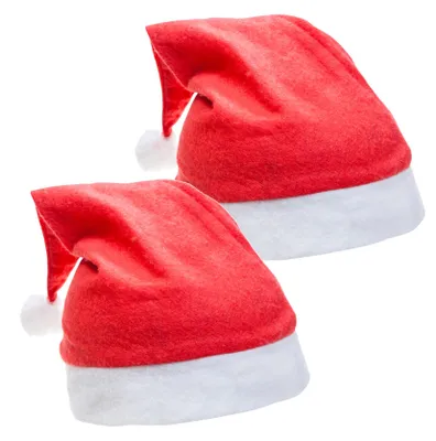 Produktbild von 2er Samt Weihnachtsmütze Nikolausmütze rot - Weihnachten