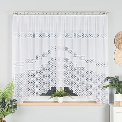 Produktbild von ADRIANNA - Fertiggardine aus Jacquard mit Schnitt unten - 300 x 160 cm - weiß