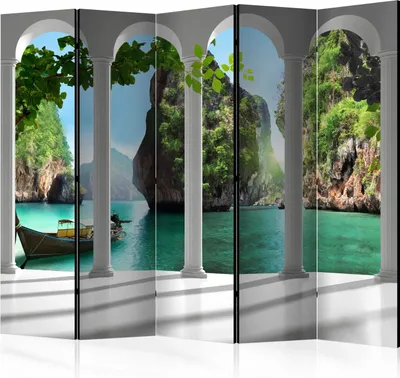 Zdjęcie produktu dla Parawan akustyczny Pejzaże 225x172 cm 5-częściowy szary